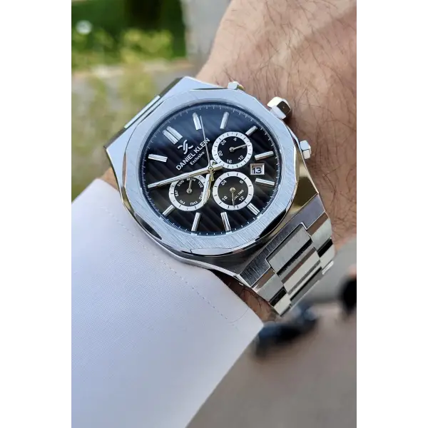 Daniel Klein DKISTE894 Kadranı Siyah Kordonu Gümüş Renk İç Göstergeleri Aktif Klipsli Erkek Kol Saati