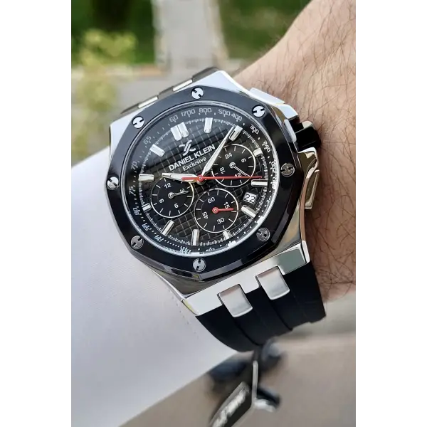 Daniel Klein DKISTE892  Kasası Gümüş Kordonu Siyah Renk İç Göstergeleri Aktif Erkek Kol Saati