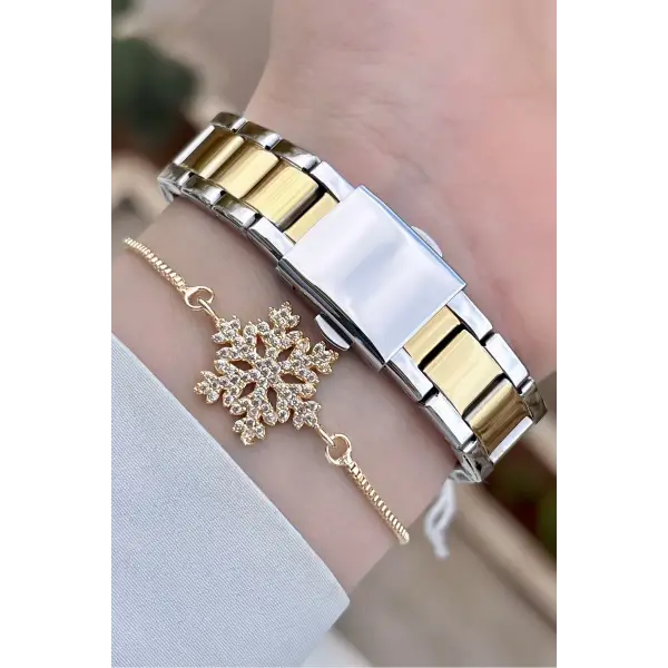 Ferrucci FCISTE246 Kadranı Yeşil Kordonu Gold Gümüş Renk ve Bileklik