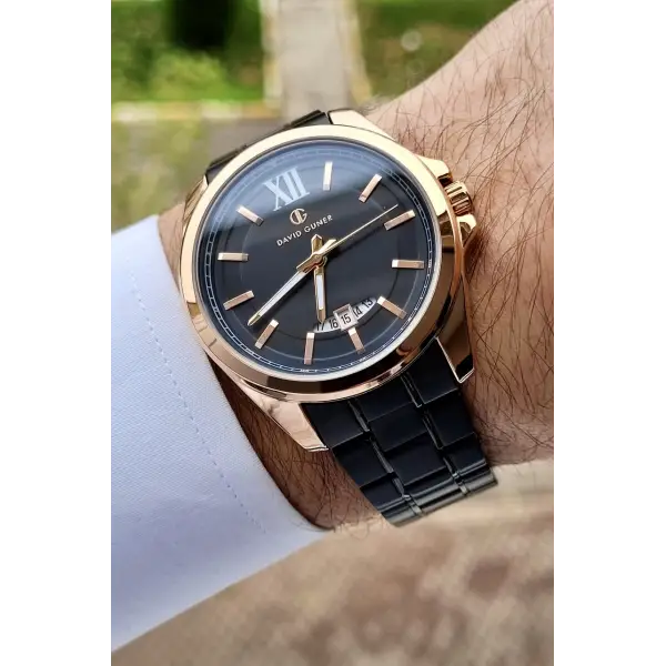 David Guner DGISTE58 Kasası Rose Kordonu Siyah Renk Takvimli