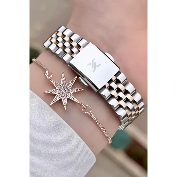 Daniel Klein DK2ISTE687 Rose Gümüş Renk Takvim ve Gün Fonksiyonlu Kadın Kol Saati ve Bileklik