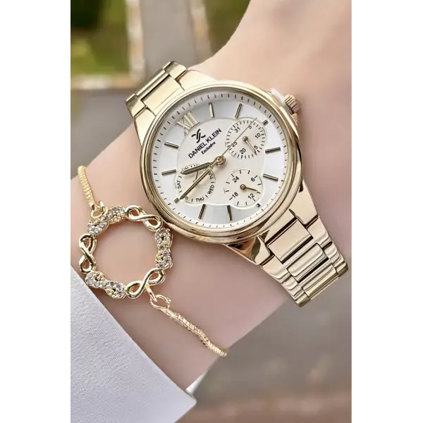 Daniel Klein DKISTE925 Gold Renk İç Göstergeleri Aktif Fonksiyonlu Kadın Kol Saati ve Bileklik