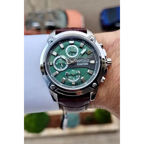 Ferrucci FCISTE249 Kasası Gümüş Kordonu Lacivert Renk Fonksiyonlu Erkek Kol Saati