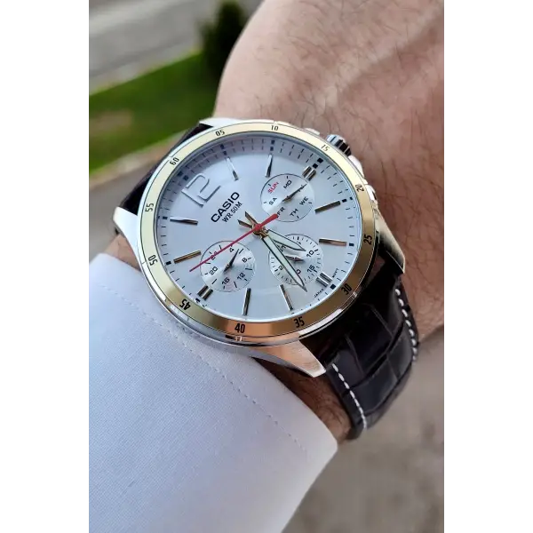 Casio CSISTE1 Kasası Gümüş Kordonu Acı Kahverengi Renk Göstergeli Fonksiyonel Erkek Kol Saati