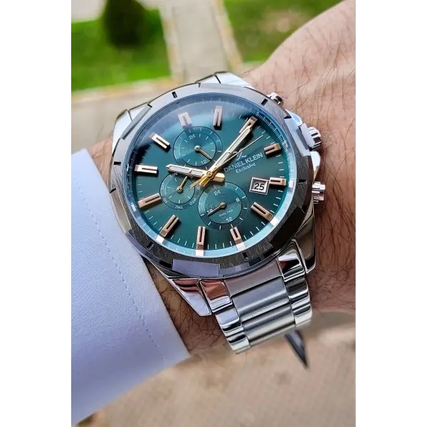 Daniel Klein DKISTE985 Kadranı Yeşil Korodnu Gümüş Renk İç Göstergeleri Aktif Fonksiyonlu Erkek Kol Saati
