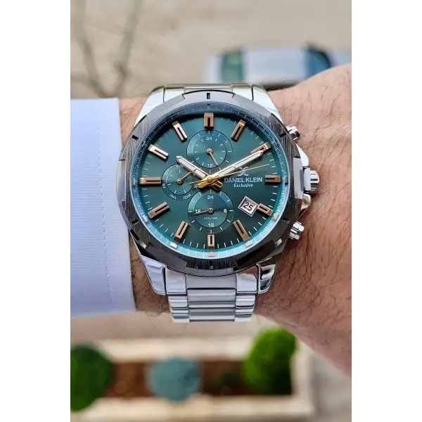 Daniel Klein DKISTE985 Kadranı Yeşil Korodnu Gümüş Renk İç Göstergeleri Aktif Fonksiyonlu Erkek Kol Saati
