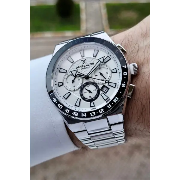 Daniel Klein DKISTE982 Kadranı Beyaz Kordonu Gümüş Renk İç Göstergeleri Aktif Erkek Kol Saati