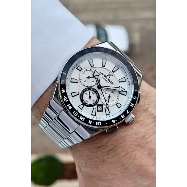 Daniel Klein DKISTE982 Kadranı Beyaz Kordonu Gümüş Renk İç Göstergeleri Aktif Erkek Kol Saati