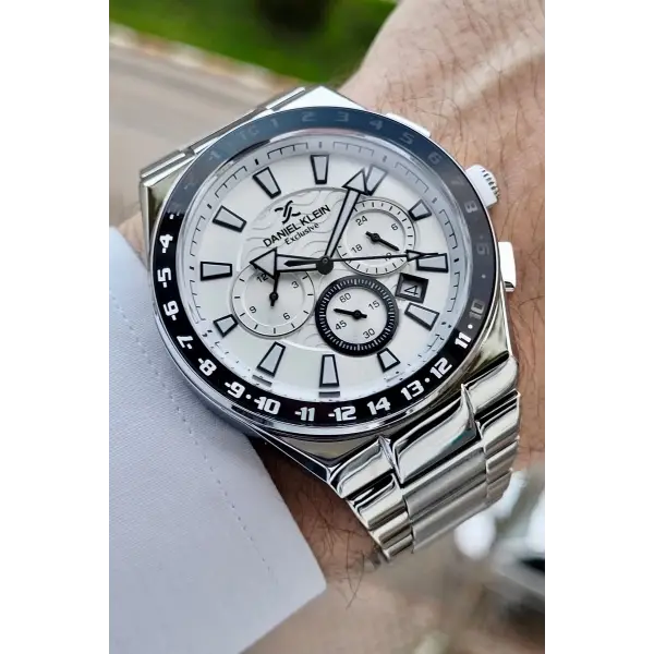Daniel Klein DKISTE982 Kadranı Beyaz Kordonu Gümüş Renk İç Göstergeleri Aktif Erkek Kol Saati