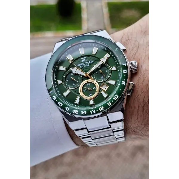 Daniel Klein DKISTE984 Kadranı Yeşil Kordonu Gümüş Renk İç Göstergeleri Aktif Erkek Kol Saati