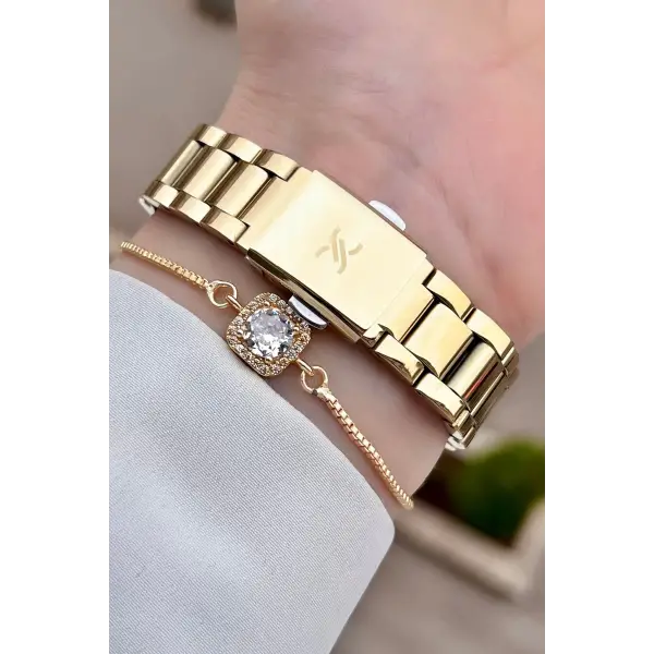 Daniel Klein DKISTE971 Gold Renk Takvimli Kadın Kol Saati ve Bileklik