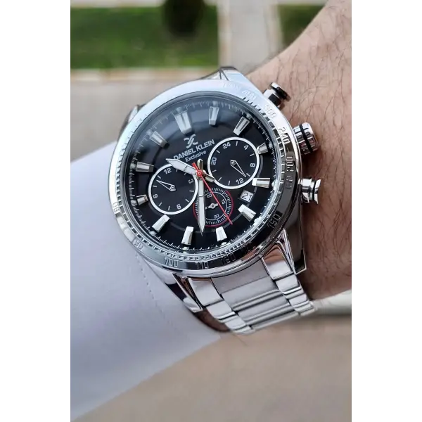 Daniel Klein DKISTE1009 Kadranı Siyah Kordonu Gümüş Renk Hediye Paketli İç Göstergeleri Aktif Erkek Kol Saati