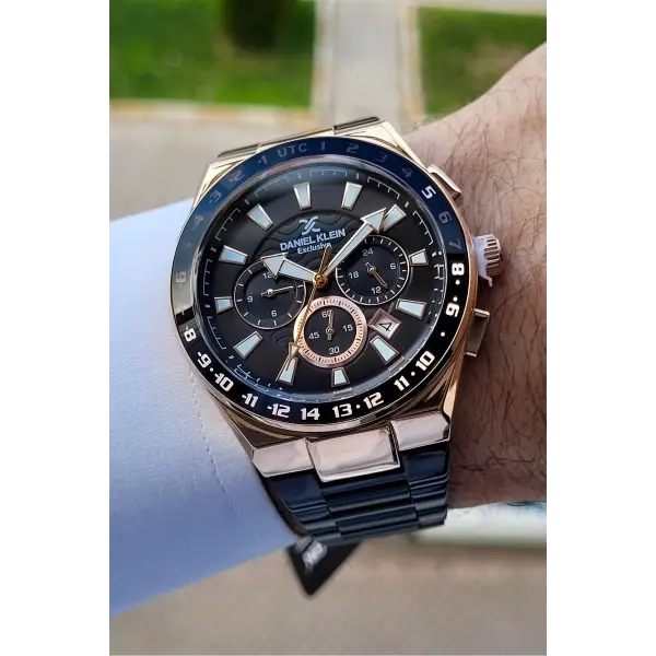 Daniel Klein DKISTE1008 Kasası Rose Kordonu Siyah Renk Hediye Paketli İç Göstergeleri Aktif Erkek Kol Saati