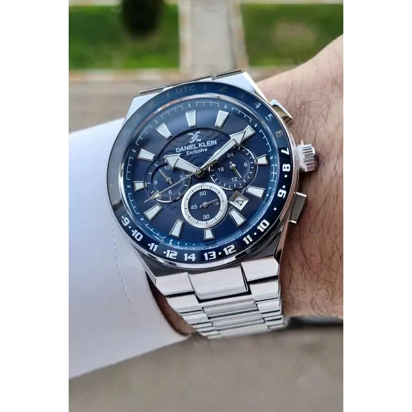 Daniel Klein DKISTE1007 Kadranı Lacivert Kordonu Gümüş Renk Hediye Paketli İç Göstergeleri Aktif Erkek Kol Saati