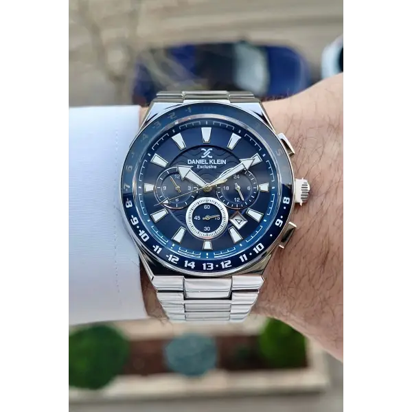 Daniel Klein DKISTE1007 Kadranı Lacivert Kordonu Gümüş Renk Hediye Paketli İç Göstergeleri Aktif Erkek Kol Saati