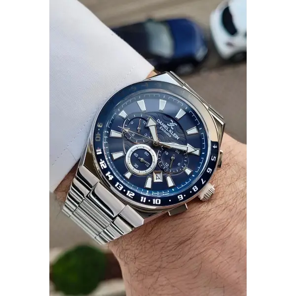 Daniel Klein DKISTE1007 Kadranı Lacivert Kordonu Gümüş Renk Hediye Paketli İç Göstergeleri Aktif Erkek Kol Saati