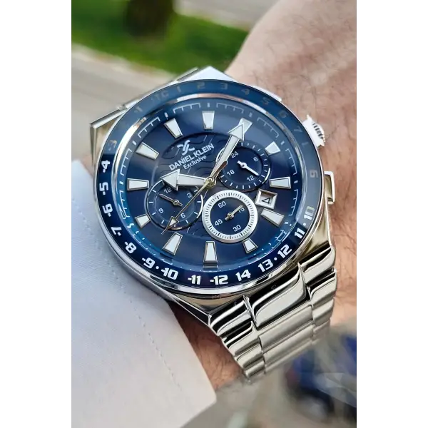 Daniel Klein DKISTE1007 Kadranı Lacivert Kordonu Gümüş Renk Hediye Paketli İç Göstergeleri Aktif Erkek Kol Saati