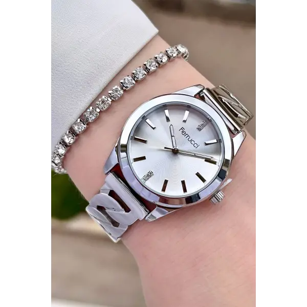Ferrucci FCISTE255 Gümüş Renk Hediye Paketli Kadın Kol Saati ve Bileklik