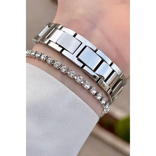 Ferrucci FCISTE255 Gümüş Renk Hediye Paketli Kadın Kol Saati ve Bileklik