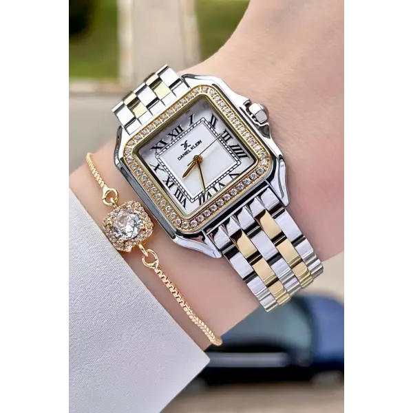 Daniel Klein DKISTE1028 Gold Gümüş Renk Hediye Paketli Kadın Kol Saati ve Bileklik