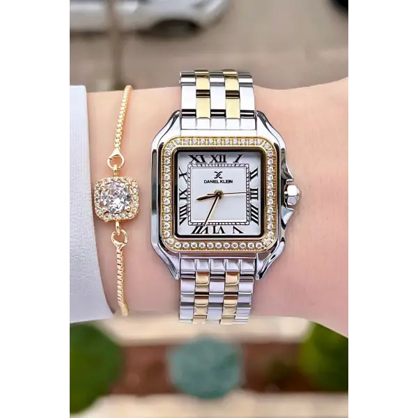 Daniel Klein DKISTE1028 Gold Gümüş Renk Hediye Paketli Kadın Kol Saati ve Bileklik