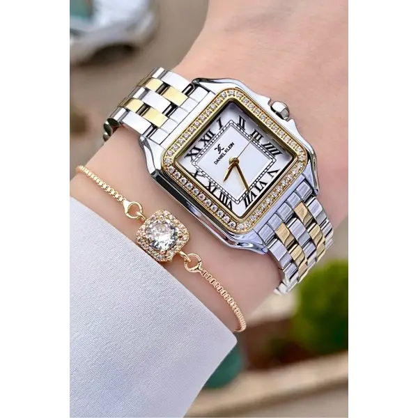 Daniel Klein DKISTE1028 Gold Gümüş Renk Hediye Paketli Kadın Kol Saati ve Bileklik