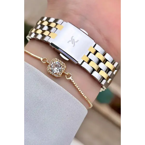 Daniel Klein DKISTE1028 Gold Gümüş Renk Hediye Paketli Kadın Kol Saati ve Bileklik