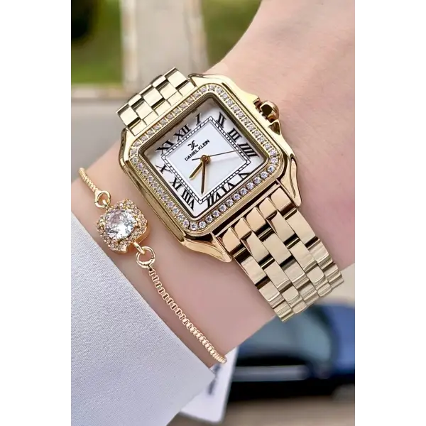 Daniel Klein DKISTE1029 Gold Renk Hediye Paketli Kadın Kol Saati ve Bileklik