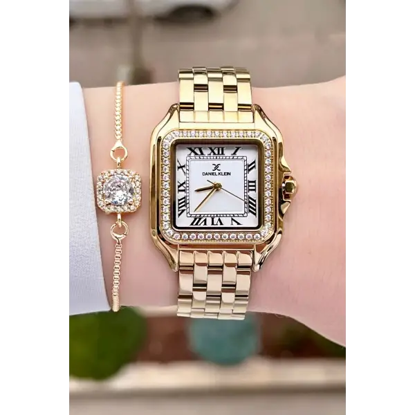 Daniel Klein DKISTE1029 Gold Renk Hediye Paketli Kadın Kol Saati ve Bileklik