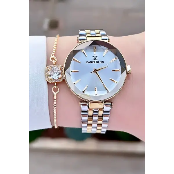 Daniel Klein DKISTE1015 Gold Gümüş Renk Hediye Paketli Kadın Kol Saati ve Bileklik