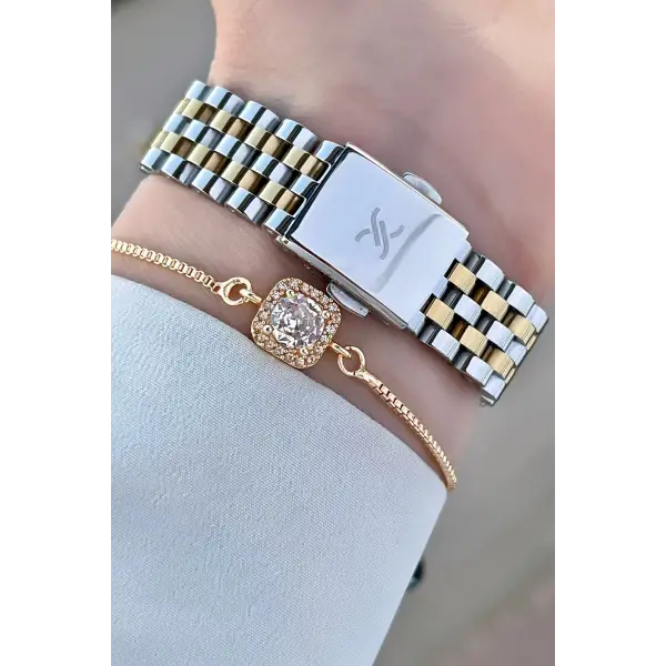 Daniel Klein DKISTE1015 Gold Gümüş Renk Hediye Paketli Kadın Kol Saati ve Bileklik