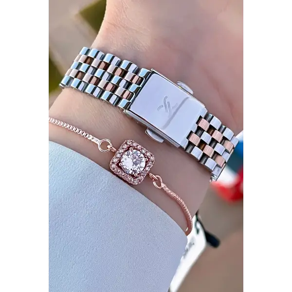 Daniel Klein DKISTE1017 Rose Gümüş Renk Hediye Paketli Kadın Kol Saati ve Bileklik