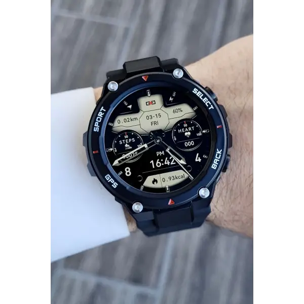 Daniel Klein DKISTE1047 Siyah Renk Pusulalı Barometreli Hediye Paketli Android/ios Uyumlu Akıllı Saat