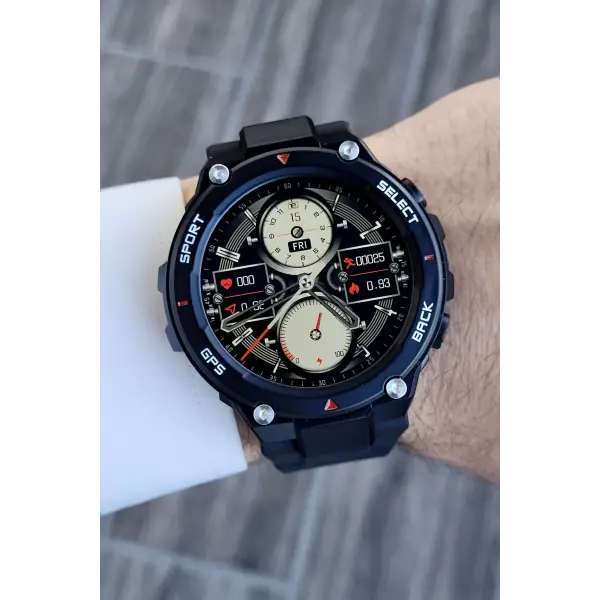 Daniel Klein DKISTE1047 Siyah Renk Pusulalı Barometreli Hediye Paketli Android/ios Uyumlu Akıllı Saat