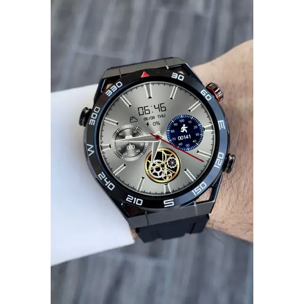 Daniel Klein DKISTE1046 Siyah Renk Pusulalı Barometreli Çift Kordonlu Hediye Paketli Android/ios Uyumlu Akıllı Saat