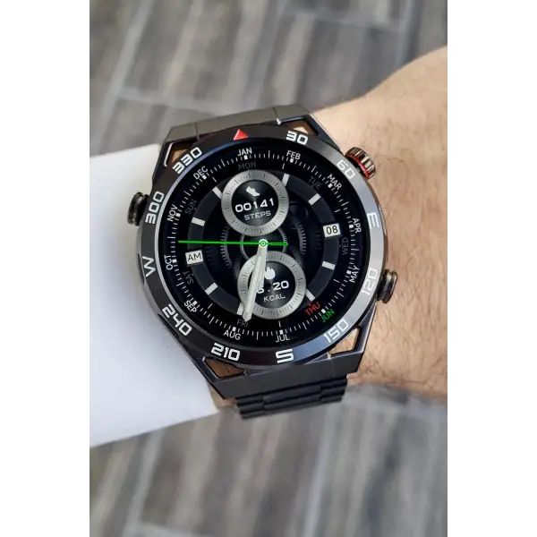 Daniel Klein DKISTE1046 Siyah Renk Pusulalı Barometreli Çift Kordonlu Hediye Paketli Android/ios Uyumlu Akıllı Saat