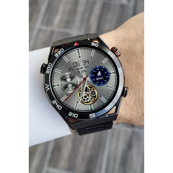 Daniel Klein DKISTE1046 Siyah Renk Pusulalı Barometreli Çift Kordonlu Hediye Paketli Android/ios Uyumlu Akıllı Saat