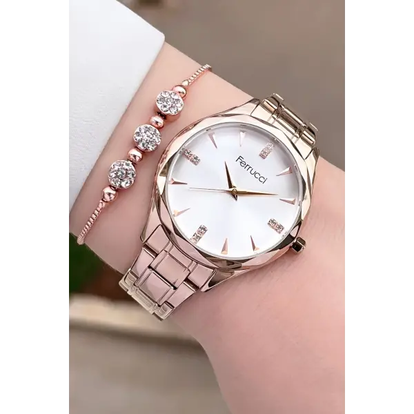 Ferrucci FCISTE271 Rose Renk Hediye Paketli Kadın Kol Saati ve Bileklik