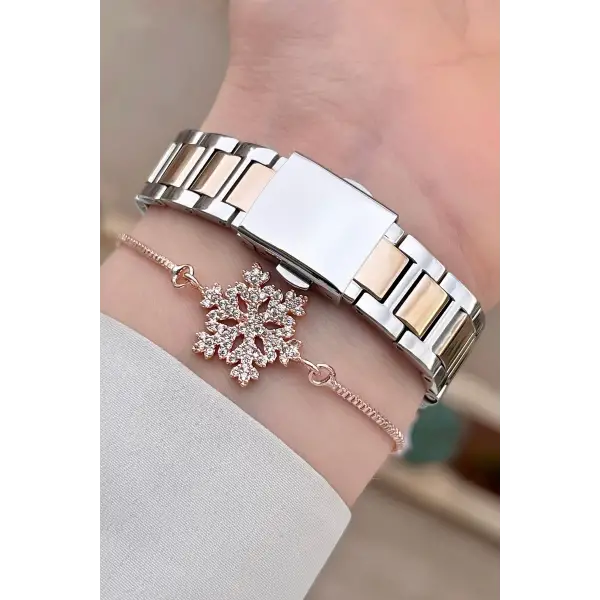 Ferrucci FCISTE274 Rose Gümüş Renk Hediye Paketli Kadın Kol Saati ve Bileklik