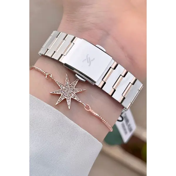 Daniel Klein DKISTE1040Kadranı Yeşil Rose Gümüş Renk Hediye Paketli Kadın Kol Saati ve Bileklik