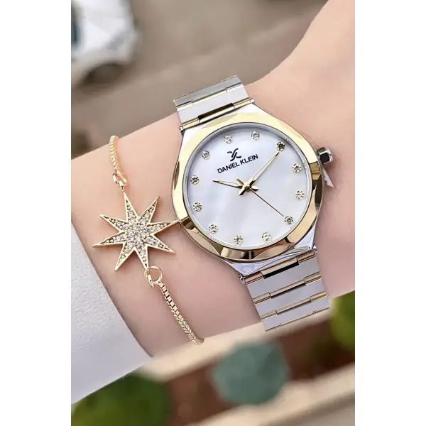 Daniel Klein DKISTE1039 Gold Gümüş Renk Hediye Paketli Kadın Kol Saati ve Bileklik