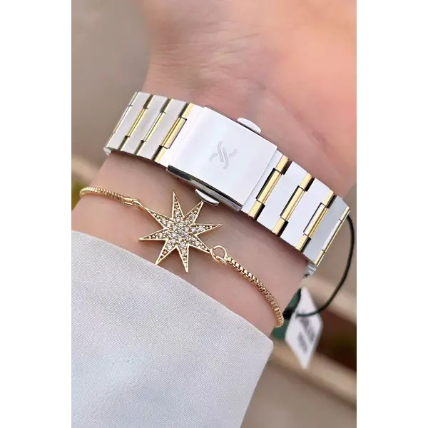 Daniel Klein DKISTE1039 Gold Gümüş Renk Hediye Paketli Kadın Kol Saati ve Bileklik