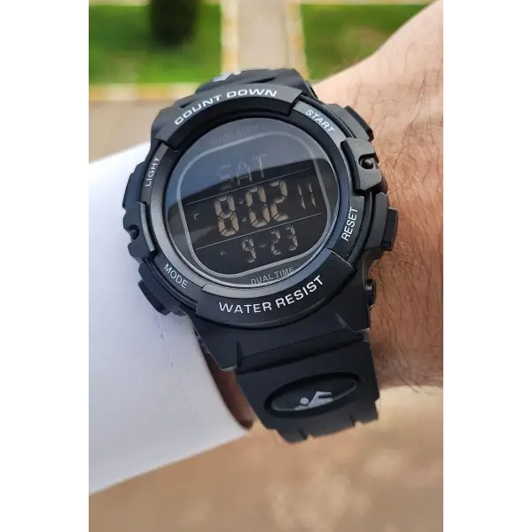 Daniel Klein DKISTE1051 Siyah Renk Alarm Kronometre ve Işıklı Dijital Hediye Paketli Erkek Kol Saati