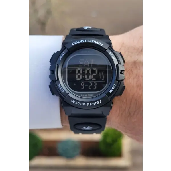 Daniel Klein DKISTE1051 Siyah Renk Alarm Kronometre ve Işıklı Dijital Hediye Paketli Erkek Kol Saati