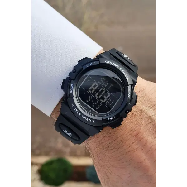 Daniel Klein DKISTE1051 Siyah Renk Alarm Kronometre ve Işıklı Dijital Hediye Paketli Erkek Kol Saati