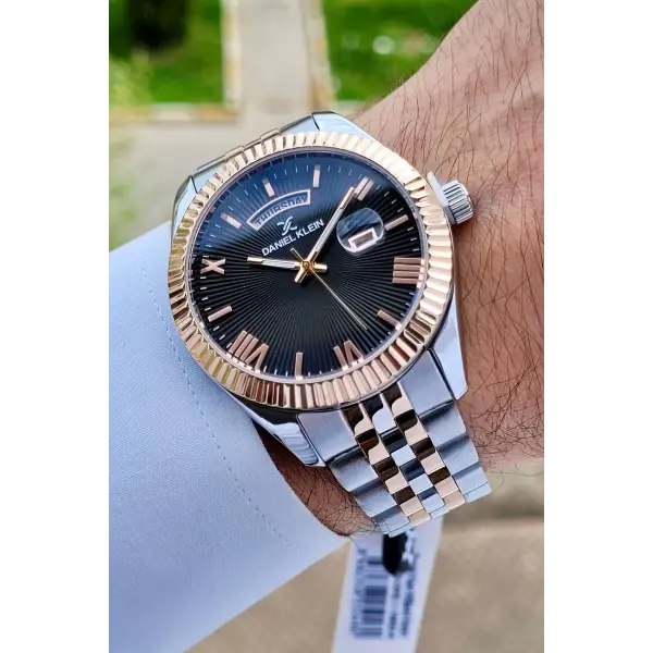 Daniel Klein DKISTE1066 Rose Gümüş Renk Hediye Paketli Takvim ve Gün Fonksiyonlu Erkek Kol Saati