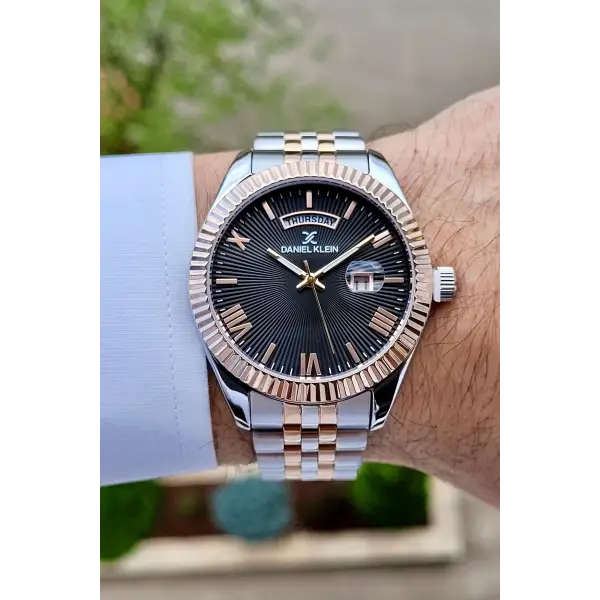 Daniel Klein DKISTE1066 Rose Gümüş Renk Hediye Paketli Takvim ve Gün Fonksiyonlu Erkek Kol Saati