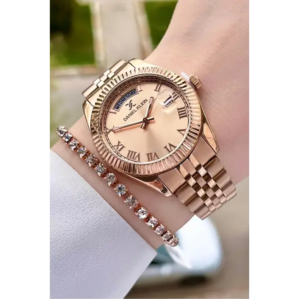 Daniel Klein DK1ISTE181 Rose Renk İç Göstergeleri Aktif Hediye Paketli Kadın Kol Saati ve Bileklik