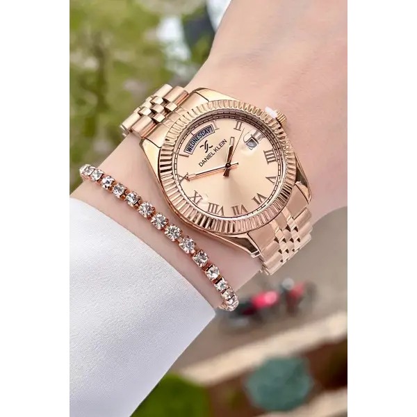 Daniel Klein DK1ISTE181 Rose Renk İç Göstergeleri Aktif Hediye Paketli Kadın Kol Saati ve Bileklik