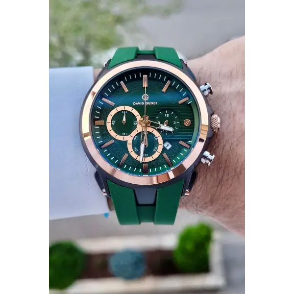 DAVID GUNER DGISTE93 Kordonu Yeşil Renk İç Göstrgeleri Aktif Hediye Paketli Erkek Kol Saati
